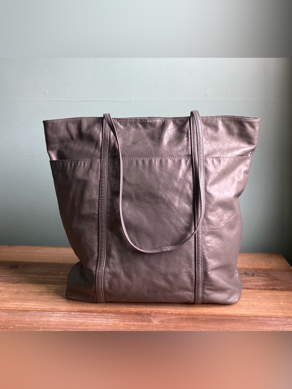 Latico Leathers Nora Full Grain Gray Leather Tote Bag